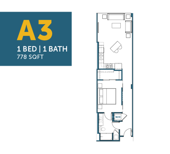 A3: 1 Bed, 1 Bath