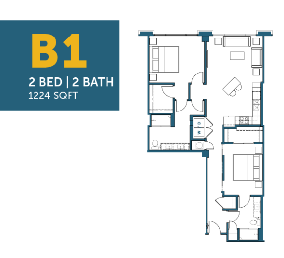 B1: 2 Bed, 2 Bath