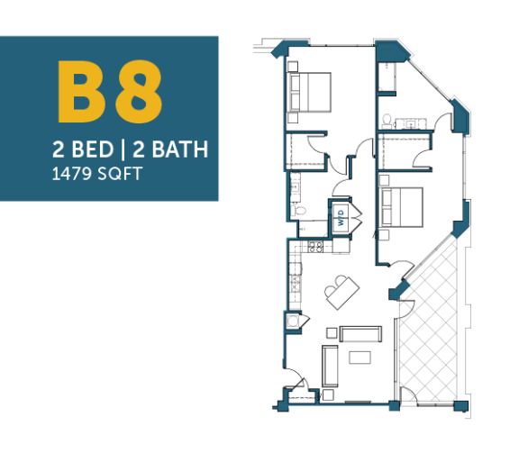 B8: 2 Bed, 2 Bath